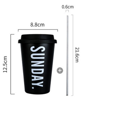 Black & White Stainless Steel Coffee Mug