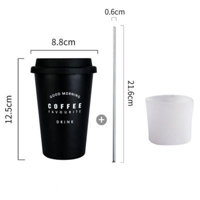 Black & White Stainless Steel Coffee Mug